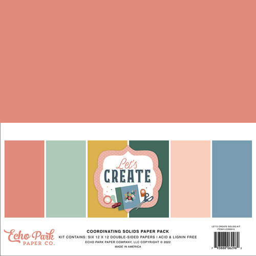 Echo Park - Let's Create Collection - 12 x 12 Paper Pack - Solids 1 Echo Park - Let's Create Collection - 12 x 12 Paper Pack - Solids