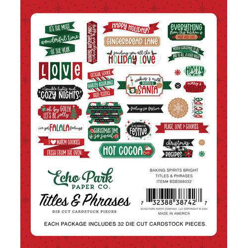 Echo Park - Baking Spirits Bright Collection - Ephemera - Titles And Phrases 2 Echo Park - Baking Spirits Bright Collection - Ephemera - Titles And Phrases