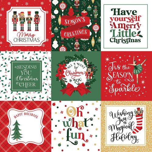 Echo Park - Nutcracker Christmas Collection - 12 x 12 Double Sided Paper - 4 x 4 Journaling Cards