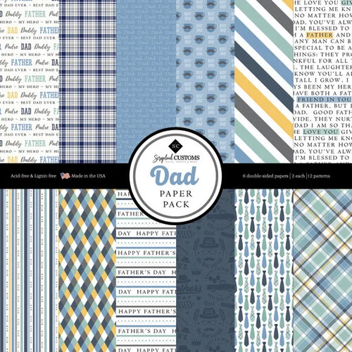 Scrapbook Customs - 12 x 12 Paper Pack - Dad 1 Scrapbook Customs - 12 x 12 Paper Pack - Dad