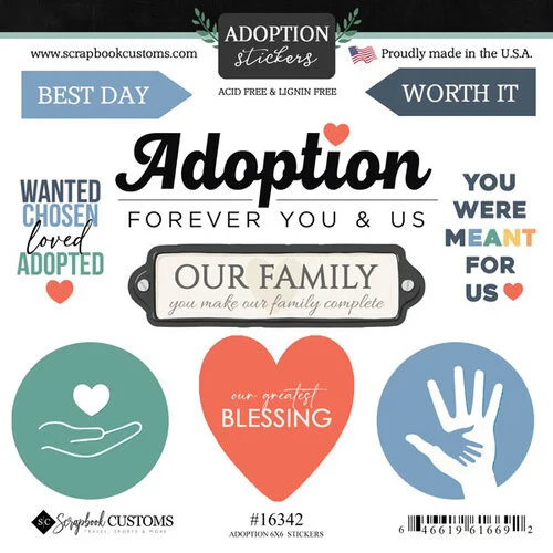Scrapbook Customs - 6 x 6 Cardstock Stickers - Adoption
