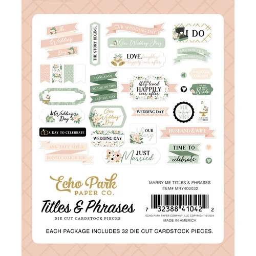 Echo Park - Marry Me Collection - Ephemera - Titles And Phrases