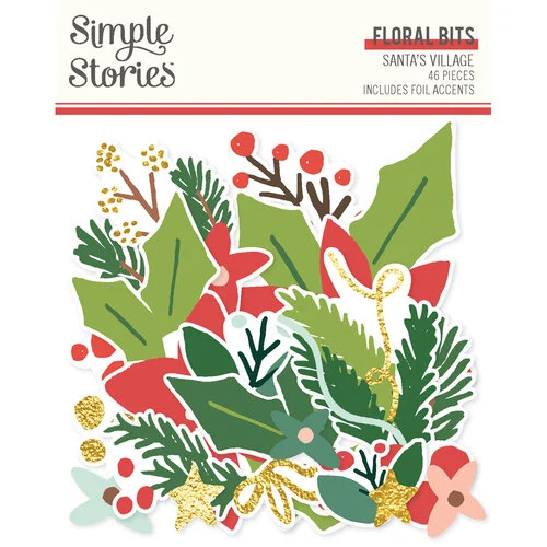 Simple Stories - Santas Village Collection - Ephemera - Floral Bits