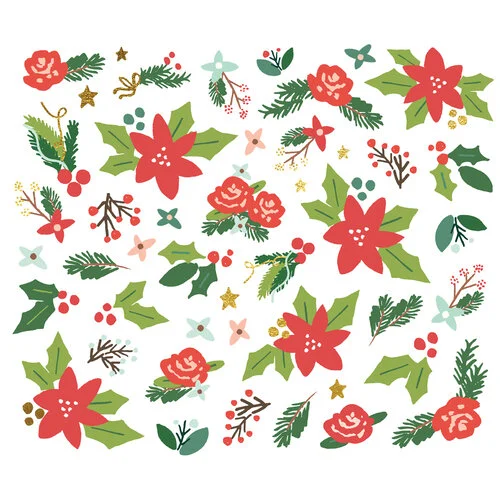 Simple Stories - Santas Village Collection - Ephemera - Floral Bits