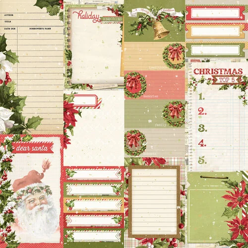 Simple Stories - Simple Vintage Yuletide Collection - 12 x 12 Double Sided Paper - Journal Elements 2 Simple Stories - Simple Vintage Yuletide Collection - 12 x 12 Double Sided Paper - Journal Elements