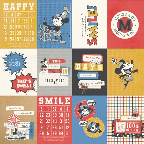 Simple Stories - Say Cheese Classic Mouse Collection - 12 x 12 Double Sided Paper - 3 x 4 Elements