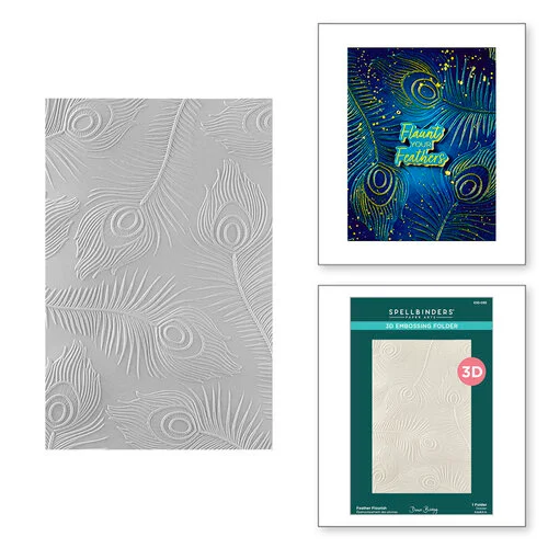 Spellbinders - 3D Embossing Folder - Feather Flourish