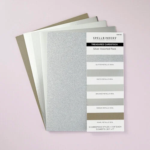 Spellbinders - Paper Pack - 8.5 x 11 - Silver Assortment - 15 Sheets 2 Spellbinders - Paper Pack - 8.5 x 11 - Silver Assortment - 15 Sheets