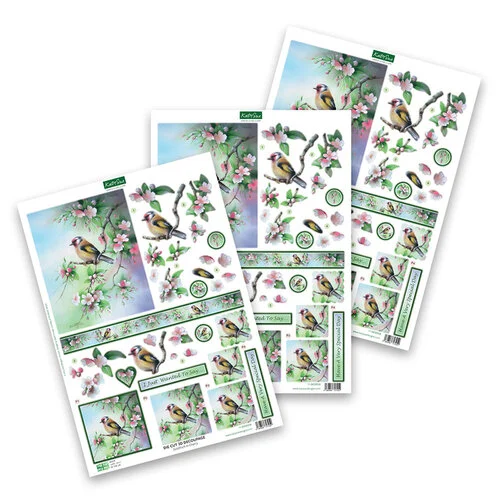 Katy Sue Designs - 3D Die Cut Decoupage Layers - Easy Pop Out Designs - Goldfinch In Cherry