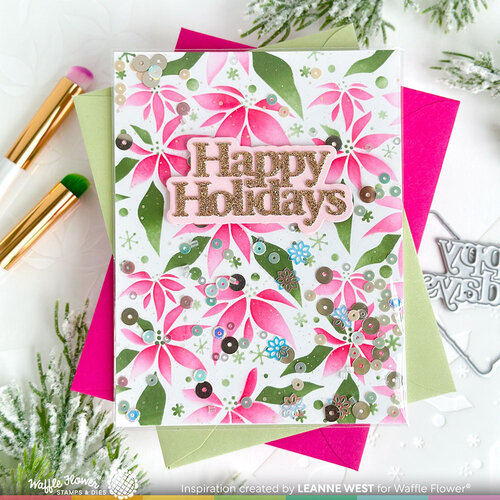 Waffle Flower Crafts - Stencils - Poinsettia Background 5 Waffle Flower Crafts - Stencils - Poinsettia Background