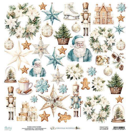 Mintay Papers - Christmas Blessings Collection - 12 x 12 Double Sided Paper - Elements