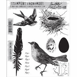 Stampers Anonymous - Tim Holtz - Cling Mounted Rubber Stamp Set - Bird Feather 1 Stampers Anonymous - Tim Holtz - Cling Mounted Rubber Stamp Set - Bird Feather
