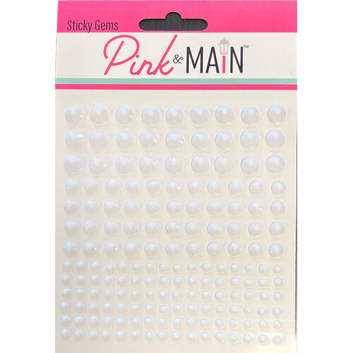 Pink and Main - Embellishments - Sticky Gems - White