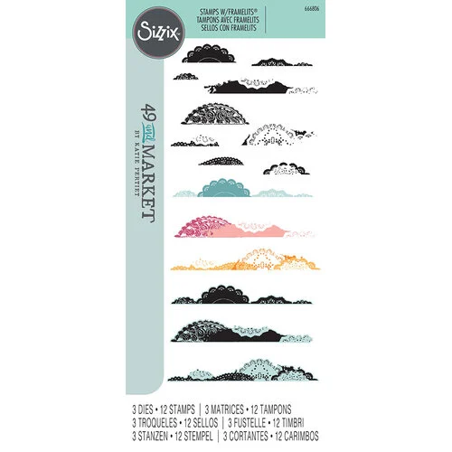 Sizzix - 49 and Market Collection - Framelits and Clear Stamps - Doily Edgers