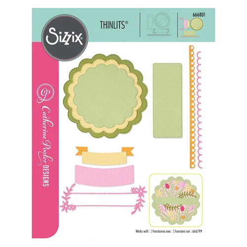 Sizzix - Catherine Pooler Designs - Thinlits Dies - Scalloped Circles, Borders and Banners 1 Sizzix - Catherine Pooler Designs - Thinlits Dies - Scalloped Circles, Borders and Banners
