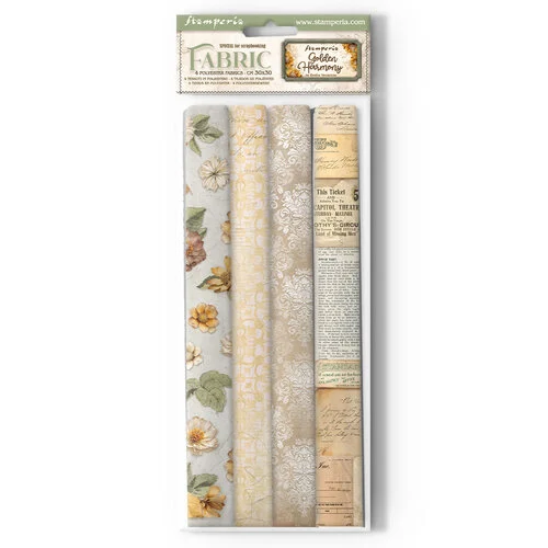 Stamperia - Golden Harmony Collection - Fabric Sheets - 4 Pack 1 Stamperia - Golden Harmony Collection - Fabric Sheets - 4 Pack