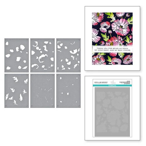 Spellbinders - BetterPress Collection - Press Plates and Stencil Bundle - Poppy Background
