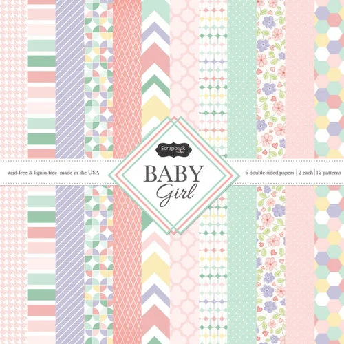 Scrapbook Customs - Baby Girl Collection - 12 x 12 Paper Pack 1 Scrapbook Customs - Baby Girl Collection - 12 x 12 Paper Pack