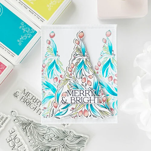 Pinkfresh Studio - Magical Holiday Collection - Stencils - Festive Foliage Tree 4 Pinkfresh Studio - Magical Holiday Collection - Stencils - Festive Foliage Tree