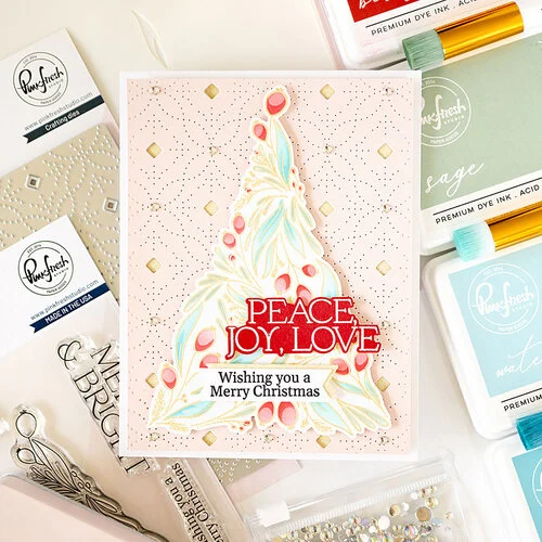 Pinkfresh Studio - Magical Holiday Collection - Stencils - Festive Foliage Tree 5 Pinkfresh Studio - Magical Holiday Collection - Stencils - Festive Foliage Tree